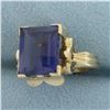 Image 3 : Color Change Lab Sapphire Ring in 14k Yellow Gold