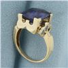 Image 4 : Color Change Lab Sapphire Ring in 14k Yellow Gold
