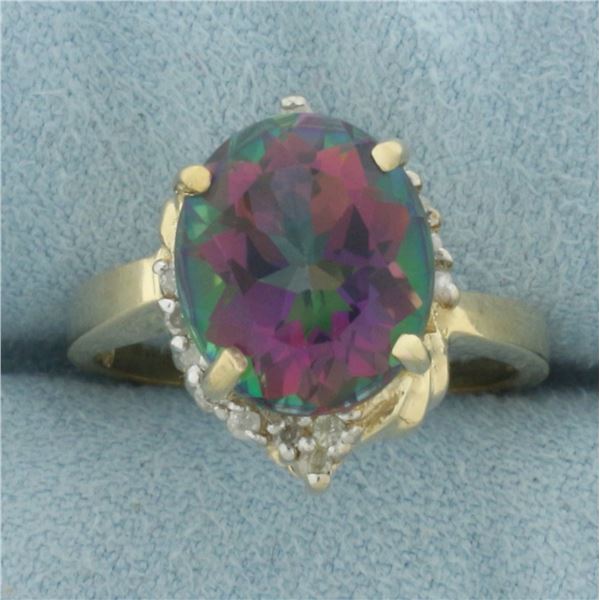Mystic Topaz and Diamond Ring in 10k Yellow Gold