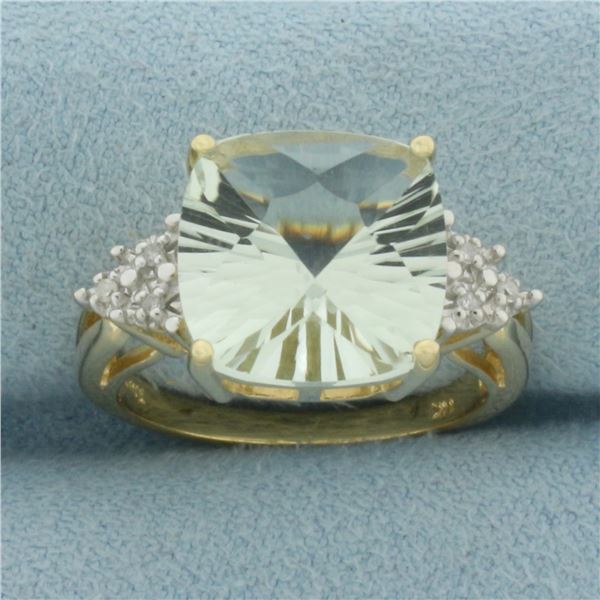 Prasiolite and Diamond Ring in 14k Yellow Gold