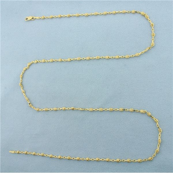 24 Inch Italian Knot Link Chain Necklace in 14k Yellow Gold