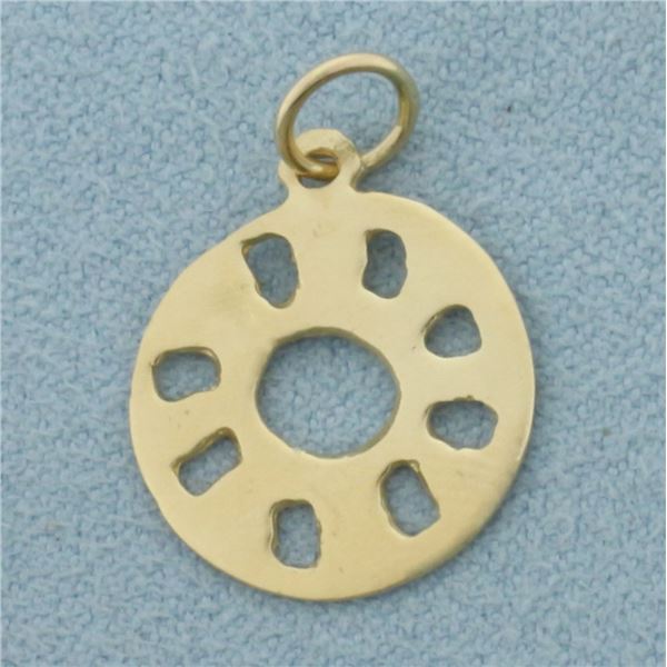 Cut Out Sun Charm or Pendant in 14k Yellow Gold