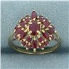 Image 1 : Ruby Flower Split Shank Ring in 14k Yellow Gold