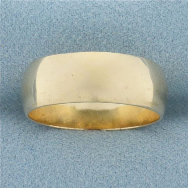 Mens Wide High Polish Wedding Band Ring in 14k Yellow Gold