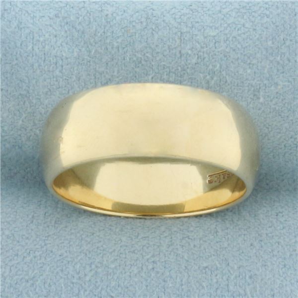 Mens Wide High Polish Wedding Band Ring in 14k Yellow Gold