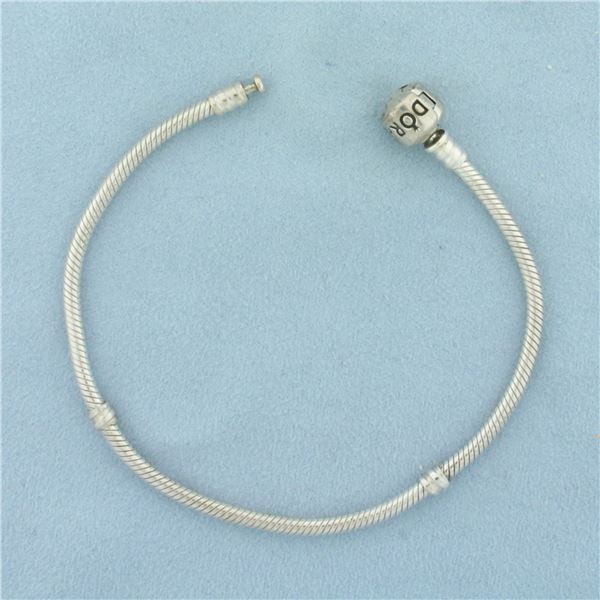 Pandora Classic Vintage Moments Barrel Clasp Snake Bracelet in Sterling Silver