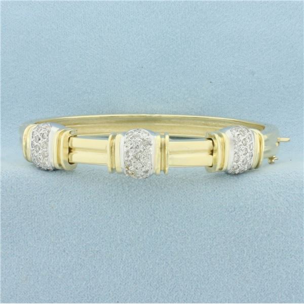 Hinged Diamond Bangle Bracelet in 14k Yellow Gold