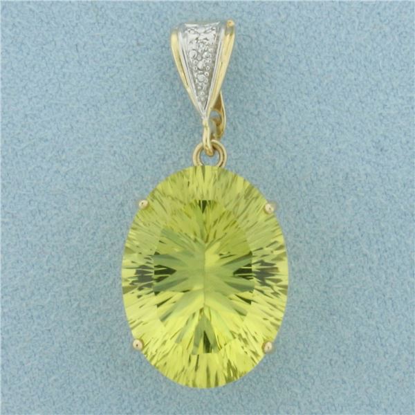 Fancy Cut Yellow Tourmaline and Diamond Pendant in 10k Yellow Gold