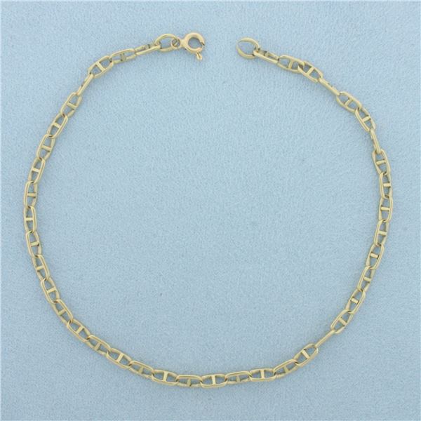 Anchor Mariner Anklet in 14k Yellow Gold