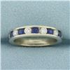 Image 1 : Sapphire and Diamond Stacking Band Ring in 14k White Gold