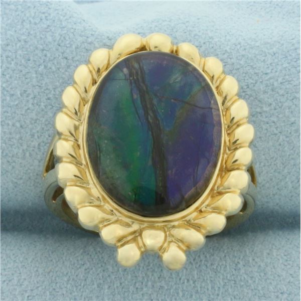 Ammolite Ring in 14k Yellow Gold