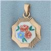 Image 1 : Flower Pendant or Charm in 14k Rose Gold