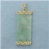 Image 2 : Chinese Good Fortune Jade Pendant in 14k Yellow Gold