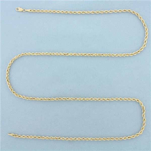 25 Inch Rope Link Chain Necklace in 10k Yellow Gold
