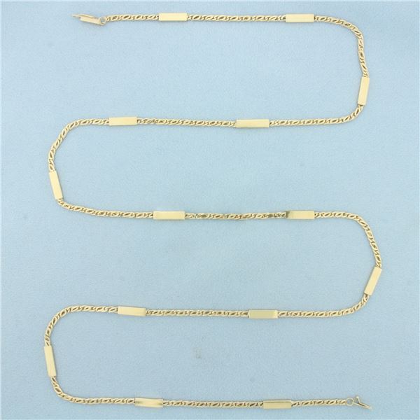 32 Inch Bar and Link Chain Necklace in 14k Yellow Gold