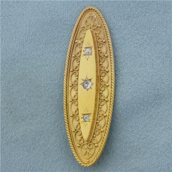 Antique Victorian Old Mine Cut Diamond Pendant in 15k Yellow Gold