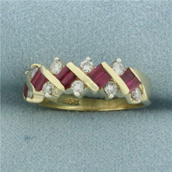 Ruby and Diamond Ring in 14K Yellow Gold