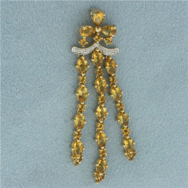 Citrine and Diamond Dangle Pendant in 10K Yellow Gold