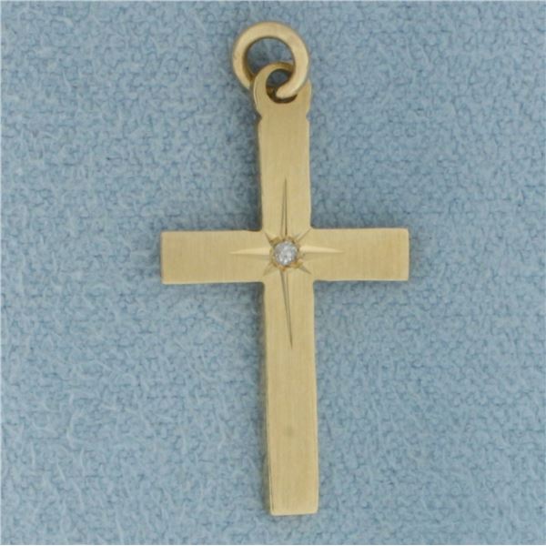 Diamond Cross Charm in 14K Yellow Gold