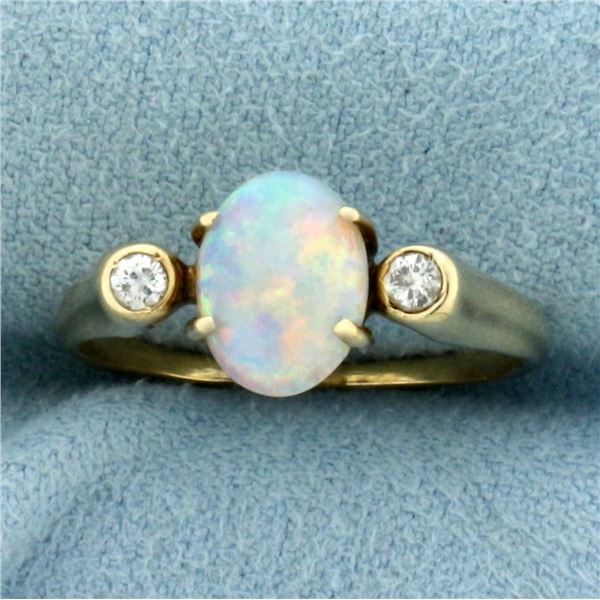 Opal and Diamond Ring in 14K Yellow Gold
