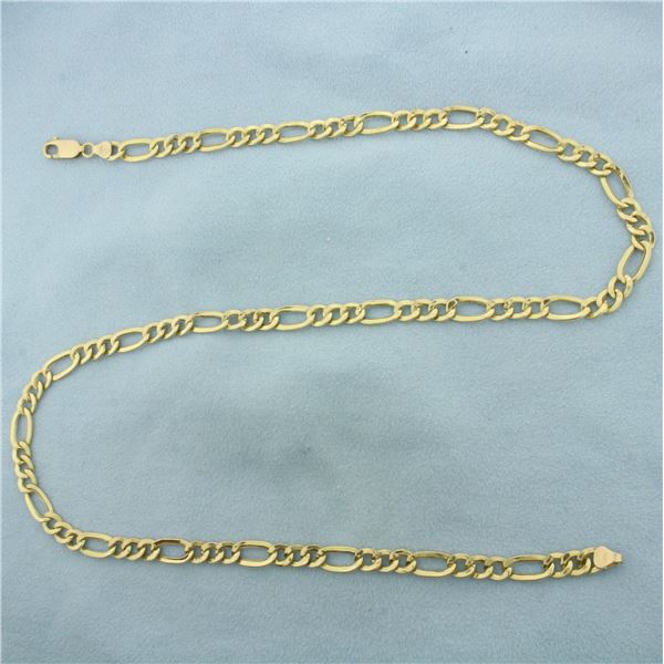 21 Inch Italian Figaro Link Chain Necklace in 10K Yellow Gold