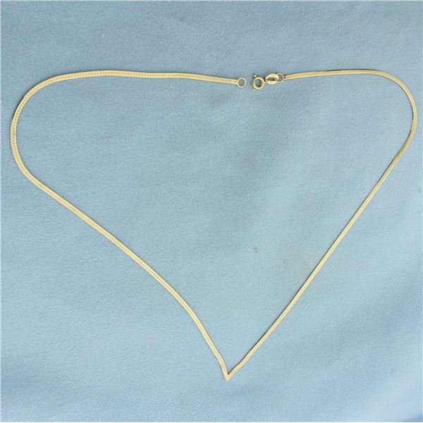 16 Inch Herringbone Link V Necklace in 14K Yellow Gold