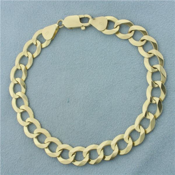 Mens Curb Link Bracelet in 14k Yellow Gold