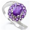 Image 1 : Amethyst Halo Ring in Sterling Silver