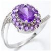 Image 2 : Amethyst Halo Ring in Sterling Silver