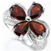 Image 1 : Garnet and Diamond Ring in Sterling Silver