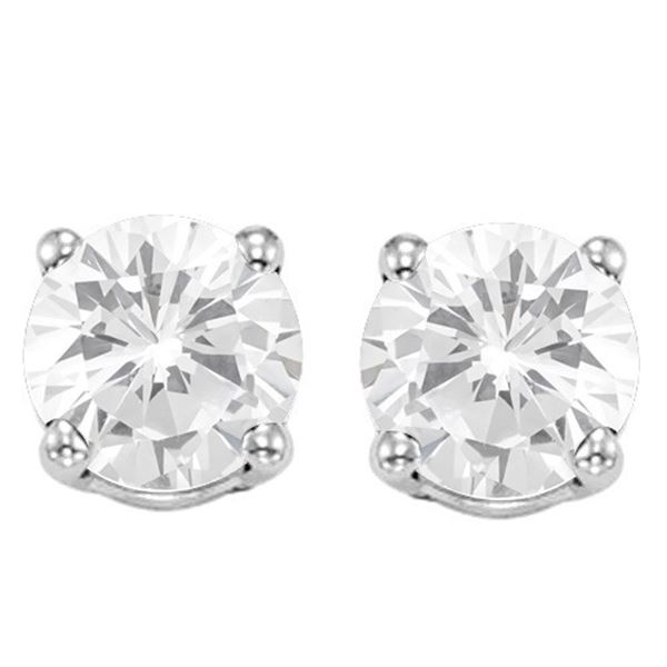 6MM Round White Topaz Earrings in Sterling Silver