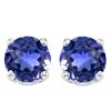 Image 1 : 6MM Round Lab Tanzanite Earrings in Sterling Silver