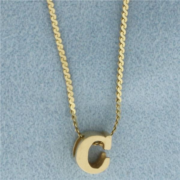 C Initial Necklace in 14K Yellow Gold