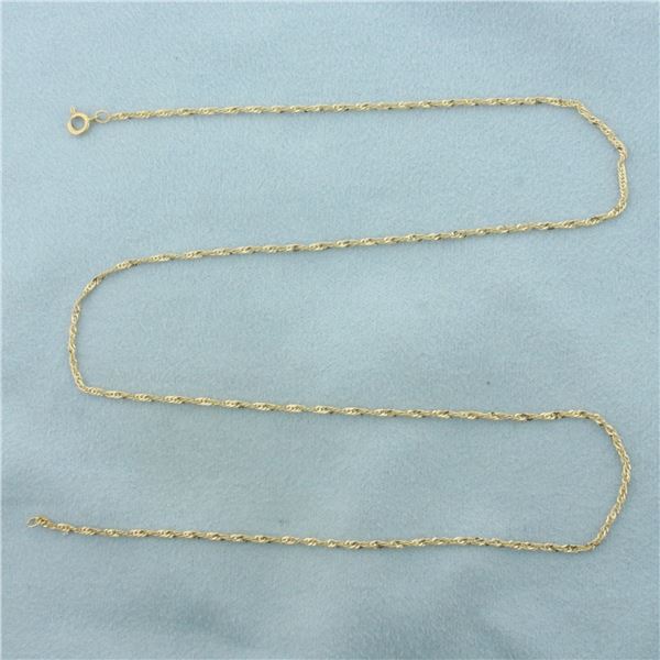 18 Inch Sparkle Twisting Curb Link Chain Necklace in 14K Yellow Gold