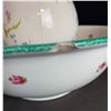 Image 7 : Hand-Painted Floral Porcelain Pitcher and Bowl Set with Green Handle, Bowl 15 in, Pitcher 13 in