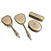 Image 1 : Four-Piece Vanity Set With Embroidered Floral Motifs and Ornate Handles