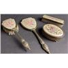 Image 2 : Four-Piece Vanity Set With Embroidered Floral Motifs and Ornate Handles