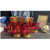 Image 2 : Decorative Lot: Ruby Glassware, Plate, Crystal Jar, Miniature Painting, Basket