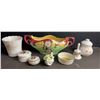 Image 1 : Porcelain Tableware with Floral Motifs, Including Hand-Painted Planter