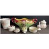 Image 3 : Porcelain Tableware with Floral Motifs, Including Hand-Painted Planter