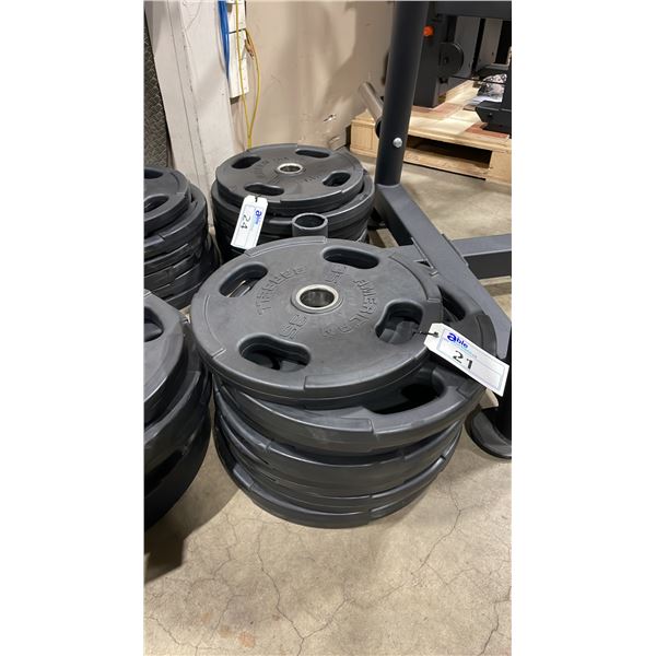 7 AMERICAN BARBELL COMMERCIAL EXERCISE RUBBER OLYMPIC PLATES 6-45LB & 1-35LB