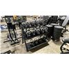 Image 1 : 3 TIER HEAVY DUTY METAL RACK WITH AMERICAN BARBELL KETTLEBELLS- ASSORTED WEIGHTS (10LB-65LB)