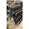 Image 6 : 3 TIER HEAVY DUTY METAL RACK WITH AMERICAN BARBELL KETTLEBELLS- ASSORTED WEIGHTS (10LB-65LB)