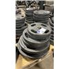 Image 1 : 8 AMERICAN BARBELL COMMERCIAL EXERCISE RUBBER OLYMPIC PLATES 2-45LB, 2-35LB, 2-25LB & 2-10LB