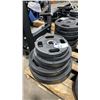 Image 1 : 8 AMERICAN BARBELL COMMERCIAL EXERCISE RUBBER OLYMPIC PLATES 2-45LB, 2-35LB, 2-25LB & 2-10LB
