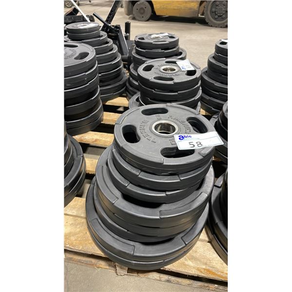 8 AMERICAN BARBELL COMMERCIAL EXERCISE RUBBER OLYMPIC PLATES 2-35LB, 3-25LB & 3-10LB