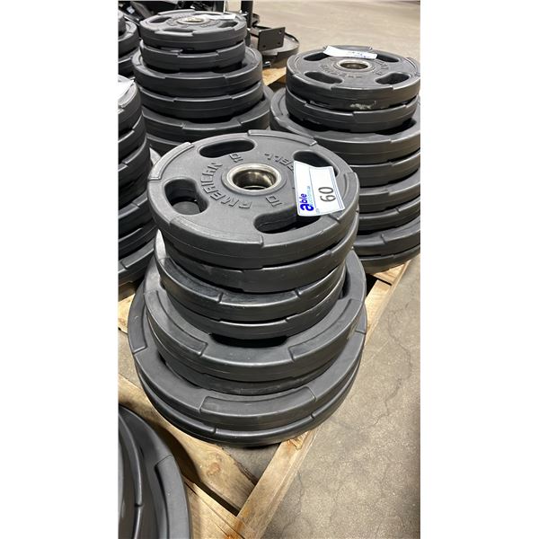 8 AMERICAN BARBELL COMMERCIAL EXERCISE RUBBER OLYMPIC PLATES 2-35LB, 2-25LB & 4-10LB
