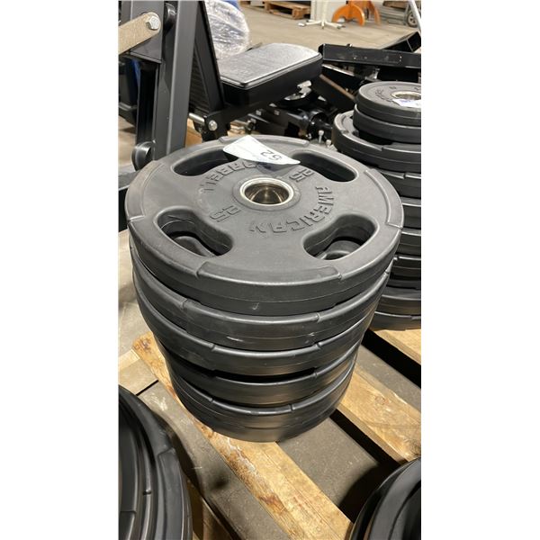 8-25LB AMERICAN BARBELL COMMERCIAL EXERCISE RUBBER OLYMPIC PLATES