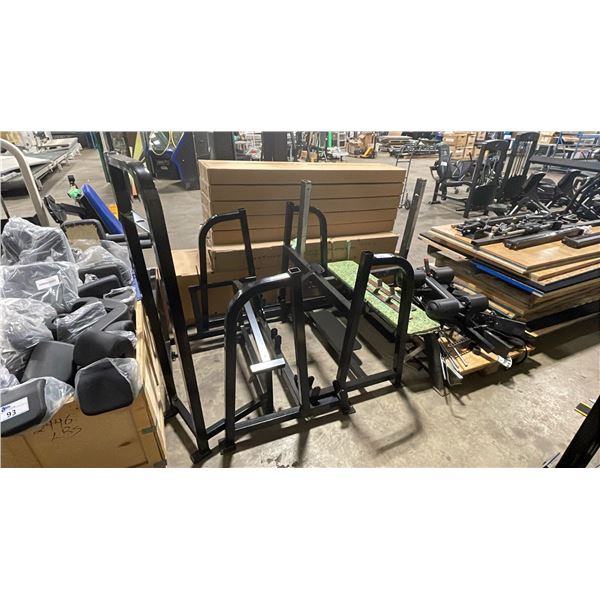 GROUP OF COMMERCIAL EXERCISE MACHINE STEEL FRAME & ASSORTED PARTS