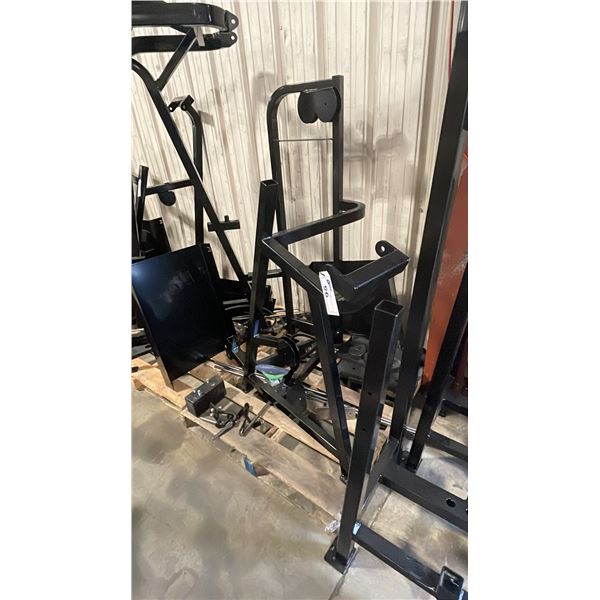 GROUP OF COMMERCIAL EXERCISE MACHINE STEEL FRAME & ASSORTED PARTS